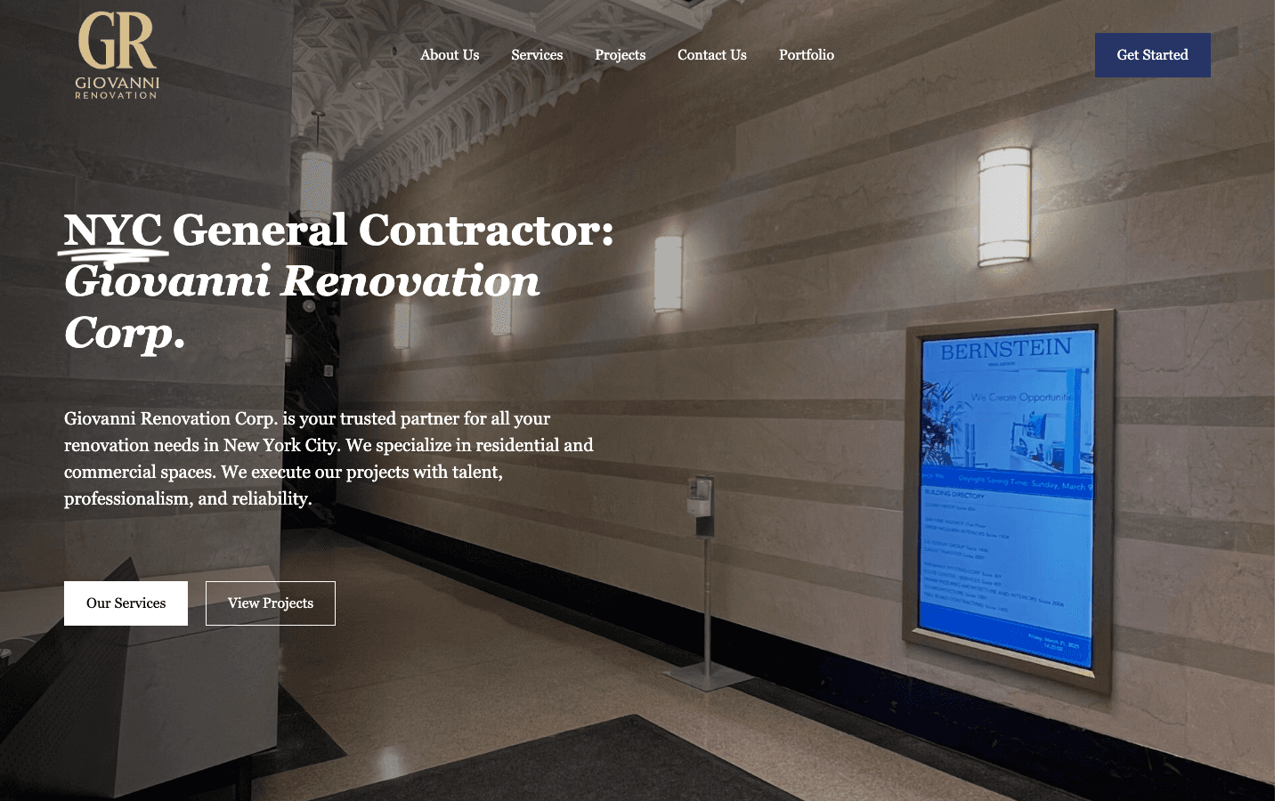 Giovanni Renovation website homepage